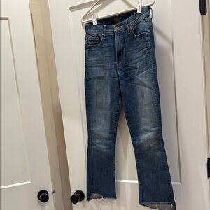 MOTHER Women's Dark Blue Insider Crop Jeans